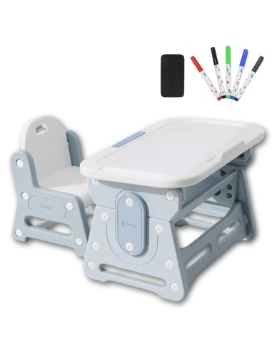 Kindertisch höhenverstellbar mit Stuhl – neigbare Tischplatte – ergonomisch, stabil & sicher – Tisch-Set für Kinder zum Lernen