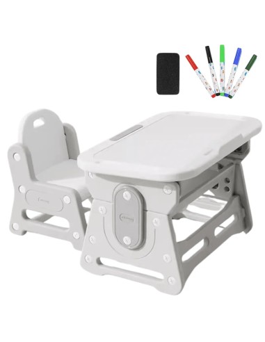 Kindertisch höhenverstellbar mit Stuhl – neigbare Tischplatte – ergonomisch, stabil & sicher – Tisch-Set für Kinder zum Lernen