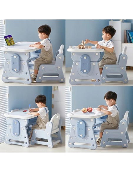 Kindertisch höhenverstellbar mit Stuhl – neigbare Tischplatte – ergonomisch, stabil & sicher – Tisch-Set für Kinder zum Lernen