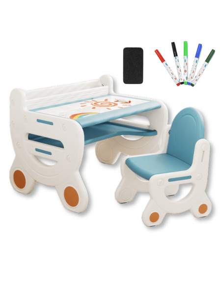 Kindertisch mit Stuhl - Maltisch mit Whiteboard & Ablage