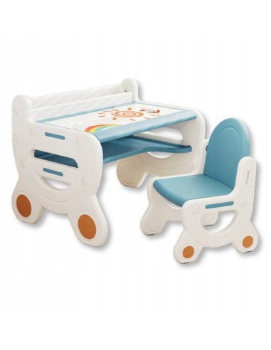 Kindertisch mit Stuhl - Maltisch mit Whiteboard & Ablage