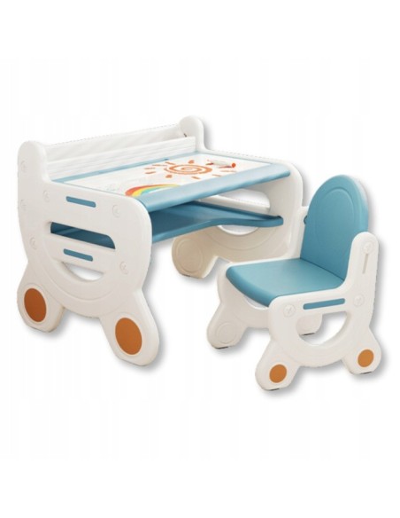 Kindertisch mit Stuhl - Maltisch mit Whiteboard & Ablage