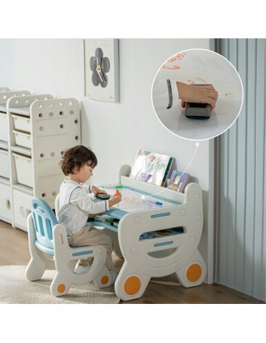 Kindertisch mit Stuhl - Maltisch mit Whiteboard & Ablage