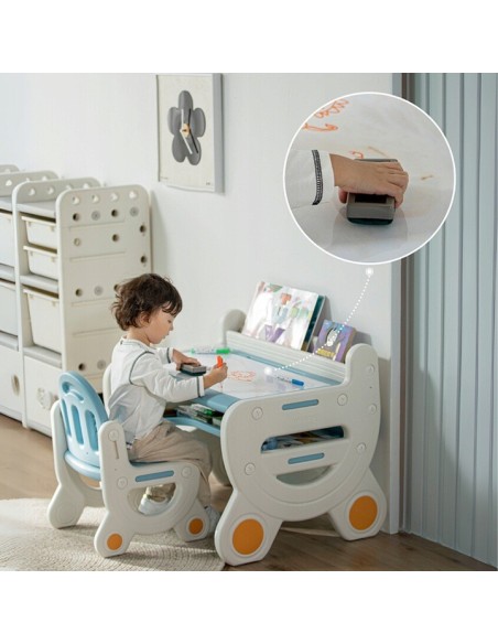 Kindertisch mit Stuhl - Maltisch mit Whiteboard & Ablage