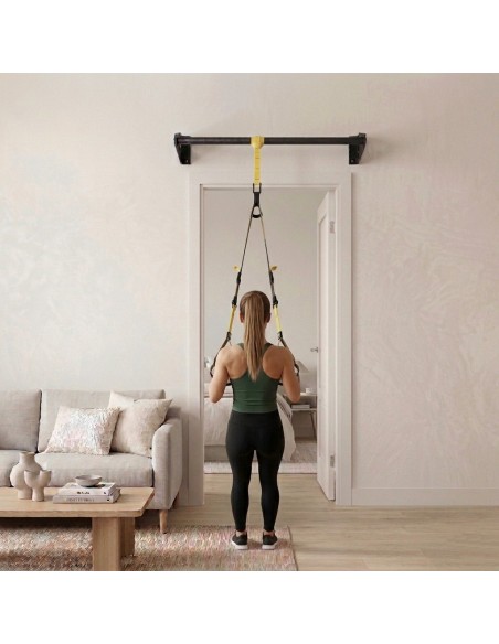 Klimmzugstange Wand - Platzsparende Pull Up Bar aus Stahl über Türrahmen bis 180kg, 101cm, fi34