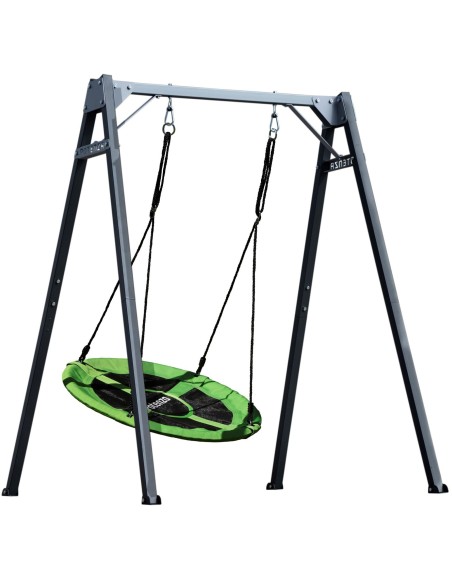 Einzelschaukel 206x159cm Kinderschaukel mit Nestschaukel Feuerveriznktes Schaukelgestell