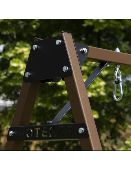 Doppelschaukel für Kinder 250x200cm Feuerveriznktes Schaukelgestell Braun