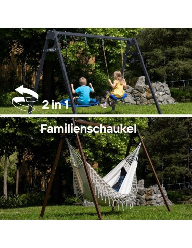 Doppelschaukel für Kinder 250x200cm Feuerveriznktes Schaukelgestell Braun