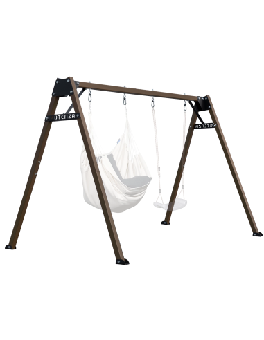 Doppelschaukel für Kinder 250x200cm Feuerveriznktes Schaukelgestell Braun