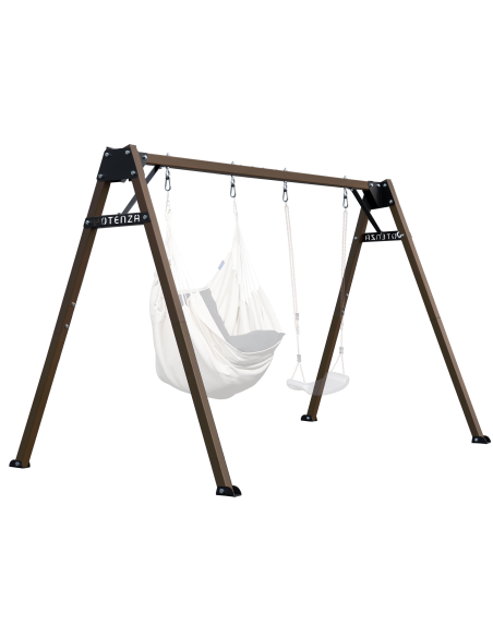 Doppelschaukel für Kinder 250x200cm Feuerveriznktes Schaukelgestell Braun