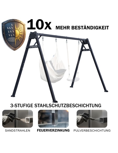 Doppelschaukel für Kinder 250x200cm Feuerveriznktes Schaukelgestell Graphit
