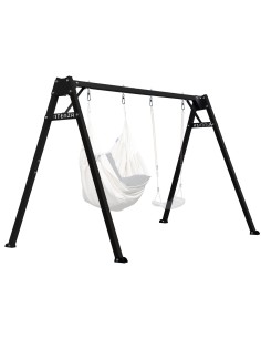 Doppelschaukel für Kinder 250x200cm Feuerveriznktes Schaukelgestell Schwarz