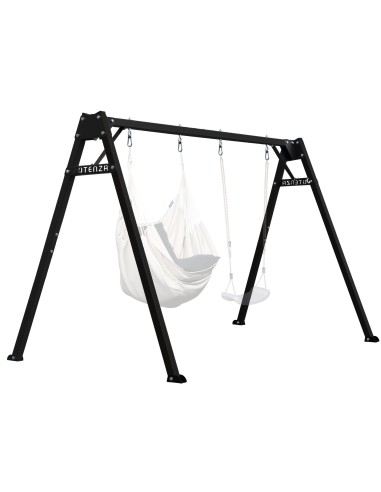 Doppelschaukel für Kinder 250x200cm Feuerveriznktes Schaukelgestell Schwarz