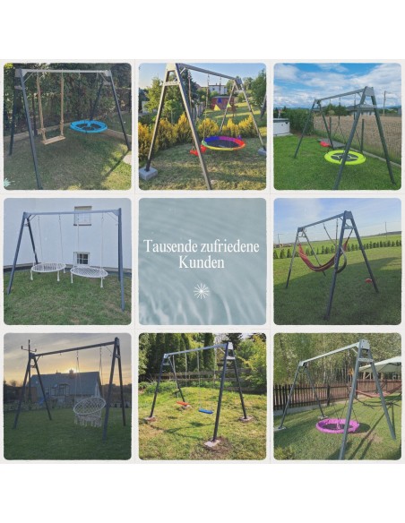 Doppelschaukel für Kinder 250x200cm Feuerveriznktes Schaukelgestell Schwarz