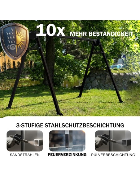 Doppelschaukel für Kinder 250x200cm Feuerveriznktes Schaukelgestell Schwarz