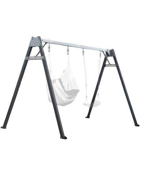 Doppelschaukel für Kinder 250x200cm Feuerveriznktes Schaukelgestell Grau-Graphit