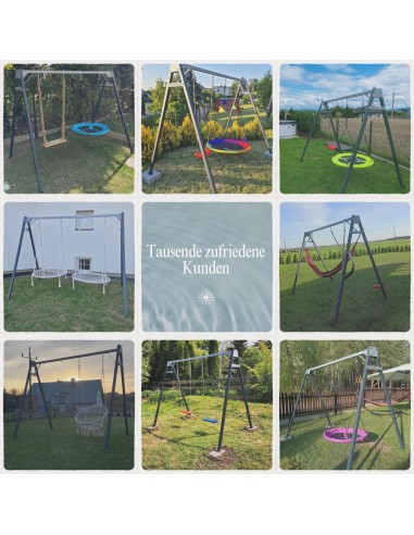 Doppelschaukel für Kinder 250x200cm Feuerveriznktes Schaukelgestell Grau-Graphit