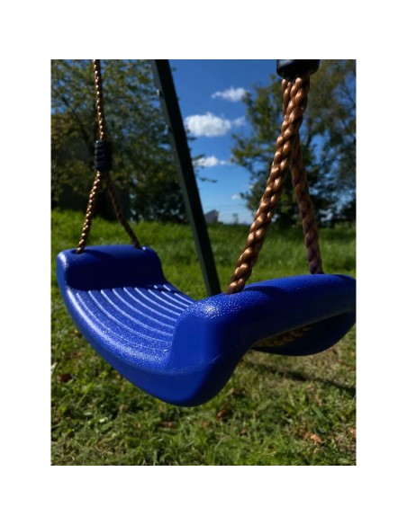 Doppelschaukel für Kinder mit Nestschaukel und Schaukel-Sitz 250x200cm Feuerveriznktes Schaukelgestell Braun