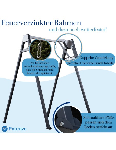 Einzelschaukel 206x159cm Kinderschaukel Feuerveriznktes Schaukelgestell