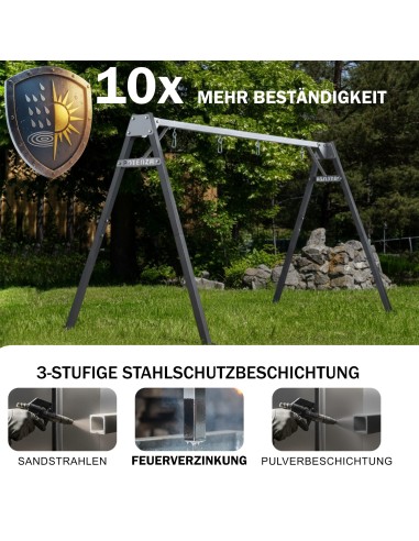 Doppelschaukel für Kinder mit Nestschaukel und Schaukel-Sitz 250x200cm Feuerveriznktes Schaukelgestell Schwarz