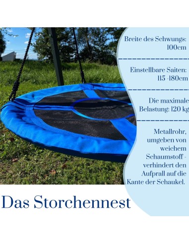 Einzelschaukel 206x159cm Kinderschaukel mit Nestschaukel Feuerveriznktes Schaukelgestell