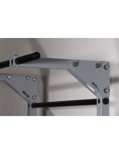 Sprossenwand mit Klimmzugstange aus Metall, Klettergerüst bis 250kg, Turnwand Grau