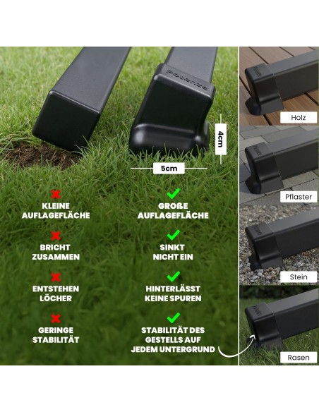 Grande Gestell Outdoor Hängemattengestell XXL 370cm, 220kg I Ständer Für Hängematten