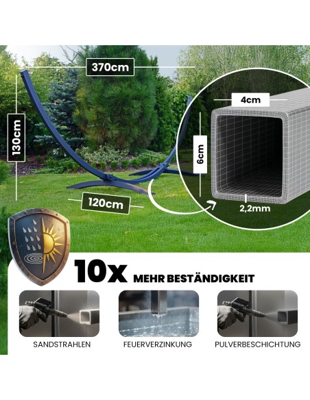 Tytan Verzinktes Gestell Outdoor Hängemattengestell XXL 370m, 350kg I Ständer Für Hängematten