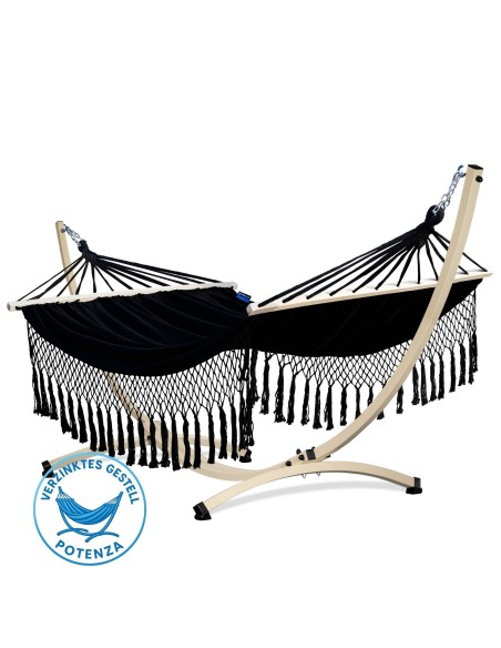 Santia Stabhängematte mit Gestell, Hängematte 220x160cm, Hängemattegestell aus Aluminium oder Stahl