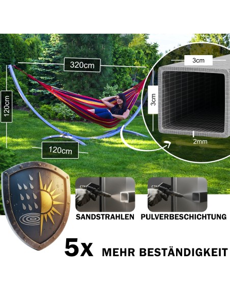 Indela Gestell Outdoor Hängemattengestell 320cm, 120kg I Ständer Für Hängematten