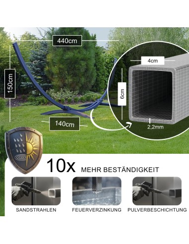 Tytan XL Verzinktes Gestell Outdoor Hängemattengestell 440cm, 300kg I Ständer Für Hängematten