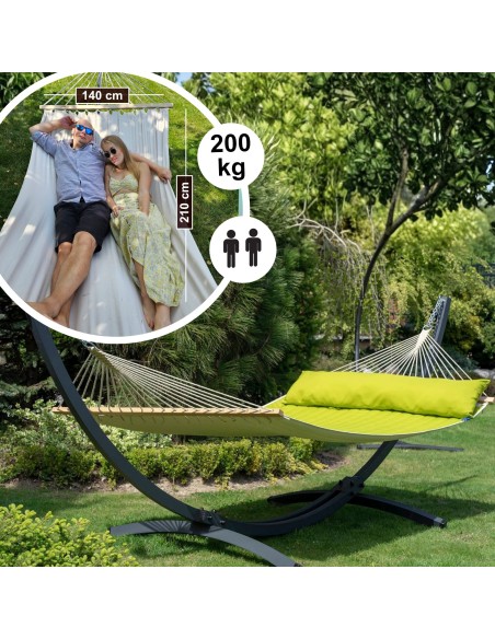 Panama Stabhängematte mit Gestell, Hängematte 215x140cm, Hängemattegestell aus Aluminium oder Stahl