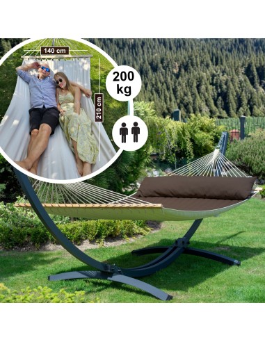 Panama Stabhängematte mit Gestell, Hängematte 215x140cm, Hängemattegestell aus Aluminium oder Stahl