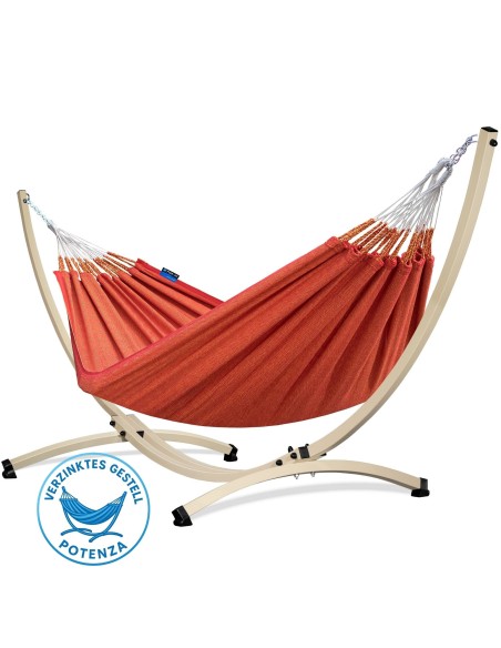 Medelin (220x140cm) Hängematte mit Gestell, Hängemattengestell aus Stahl 370cm
