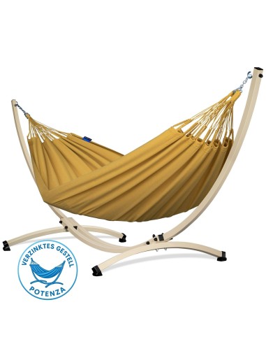 Merida Baumwolle (220x160cm) Hängematte mit Gestell | Wetterfest & Stabill Auluminum oder Stahl