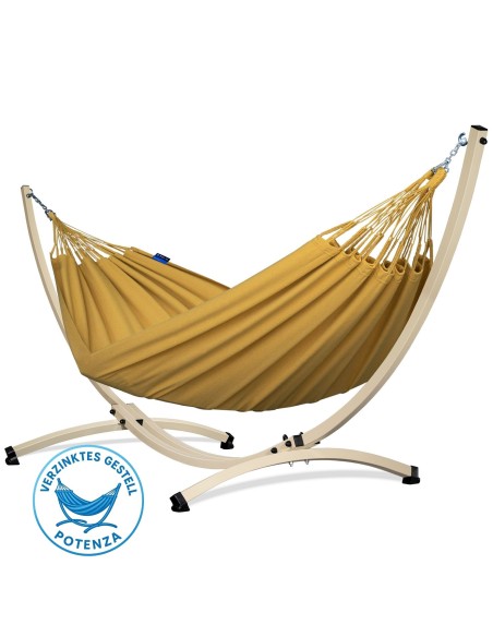 Merida Baumwolle (220x160cm) Hängematte mit Gestell | Wetterfest & Stabill Auluminum oder Stahl