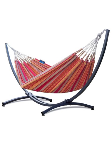 Pereira 220x140cm Hängematte mit Gestell, Hängemattengestell aus Stahl Feuerverzinkt oder Pulverbeschichtet 370cm