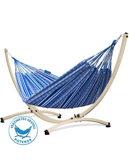 Pereira 230x160cm Hängematte mit Gestell, Hängemattengestell aus Stahl Feuerverzinkt oder Pulverbeschichtet 370cm