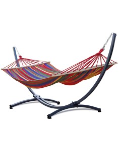 Stabhängematte mit Gestell, Hängematte 220x160cm, Hängemattegestell aus Aluminium oder Stahl