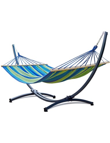 Stabhängematte mit Gestell, Hängematte 220x160cm, Hängemattegestell aus Aluminium oder Stahl