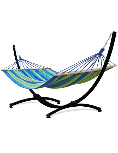Stabhängematte mit Gestell, Hängematte 220x160cm, Hängemattegestell aus Aluminium oder Stahl