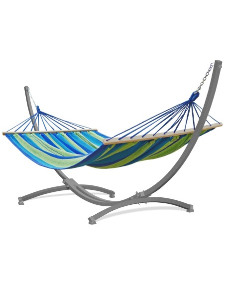 Stabhängematte mit Gestell, Hängematte 220x160cm, Hängemattegestell aus Aluminium oder Stahl
