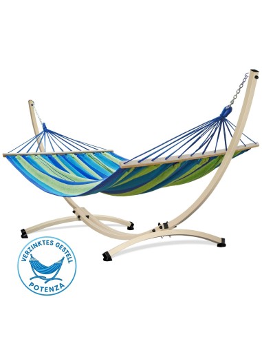 Stabhängematte mit Gestell, Hängematte 220x160cm, Hängemattegestell aus Aluminium oder Stahl