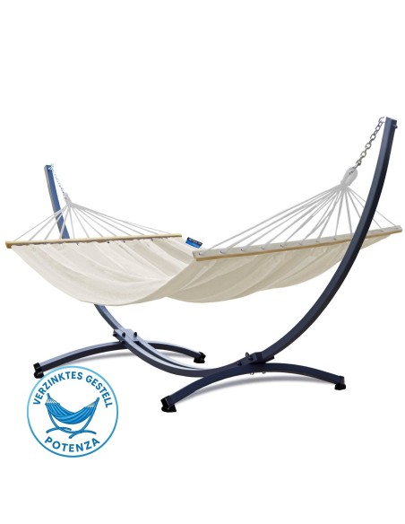 Roma Stabhängematte mit Gestell, Hängematte 220x160cm, Hängemattegestell aus Aluminium oder Stahl