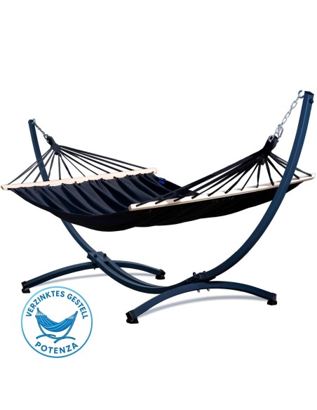 Roma Stabhängematte mit Gestell, Hängematte 220x160cm, Hängemattegestell aus Aluminium oder Stahl