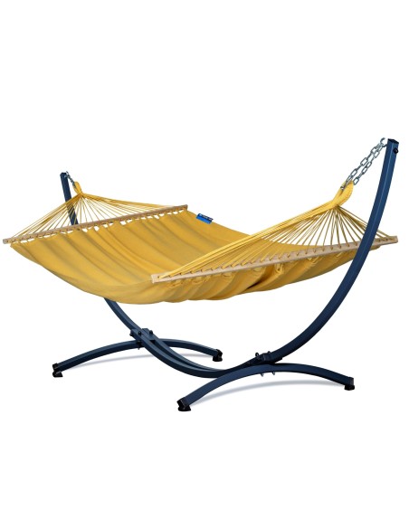 Merida Stabhängematte mit Gestell, Hängematte 215x160cm, Hängemattegestell aus Aluminium oder Stahl