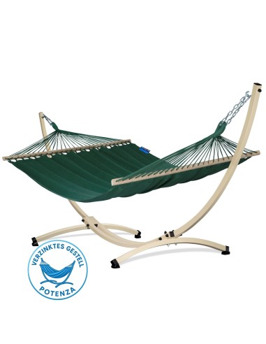 Merida Stabhängematte mit Gestell, Hängematte 215x160cm, Hängemattegestell aus Aluminium oder Stahl