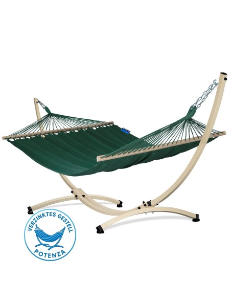 Merida Stabhängematte mit Gestell, Hängematte 215x160cm, Hängemattegestell aus Aluminium oder Stahl