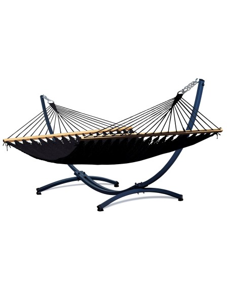 Barbados Stabhängematte aus Baumwolle mit Gestell| Netz-Hängematte mit Holzstab