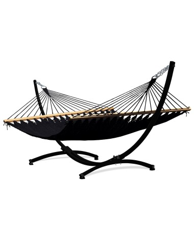 Barbados Stabhängematte aus Baumwolle mit Gestell| Netz-Hängematte mit Holzstab